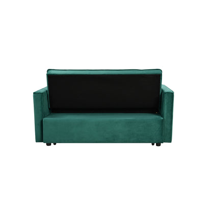Green Flannel Convertible Loveseat Sofa Bed with Storage