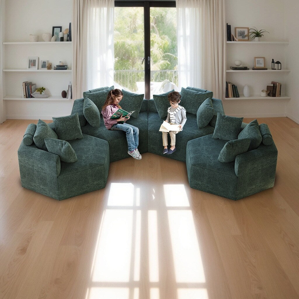 Green Modern 54 Chenille Sponge Single Sleeper Sofa with Backrest Pillow for Living Room for Living room