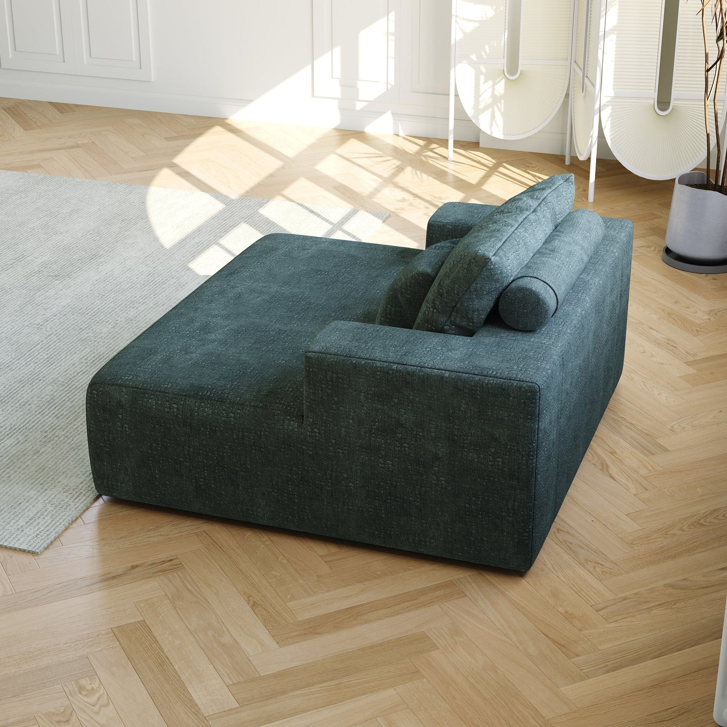 Green Modern 55 Chenille Sponge Single Sleeper Chair Sofa with Backrest Pillow for Living Room