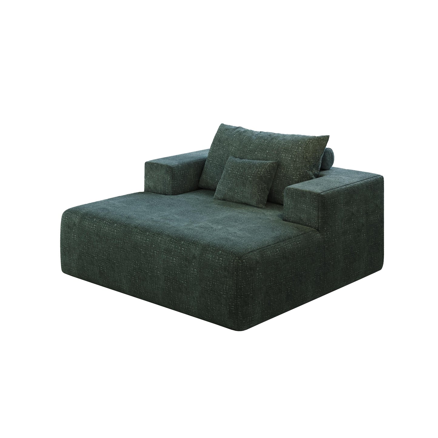 Green Modern 55 Chenille Sponge Single Sleeper Chair Sofa with Backrest Pillow for Living Room