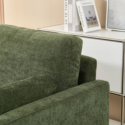 Green Modern 58.66 Chenille Loveseat Sofa with Back Cushions and Pillows for Living Room