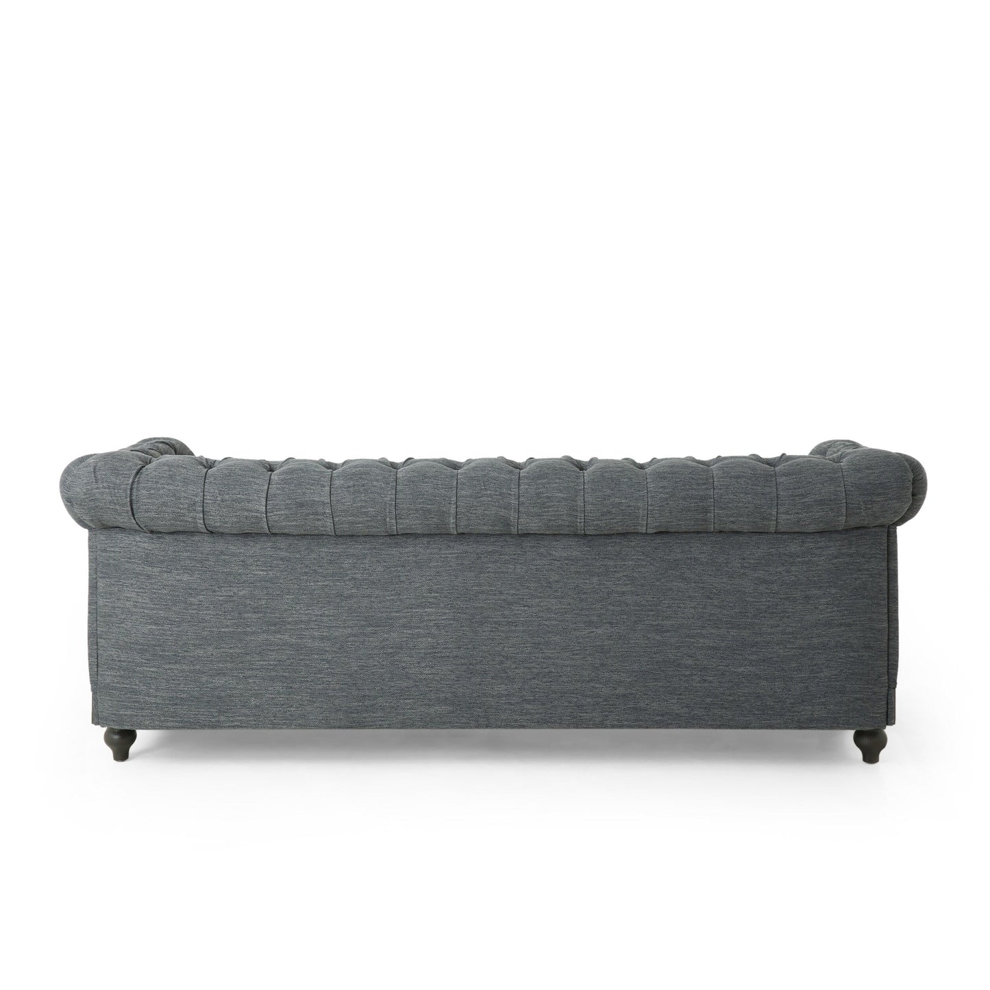 Grey 78.75'' Fabric 3-Seater Sofa with Wooden Legs, Rivet Detailing, and Adjustable Backrest
