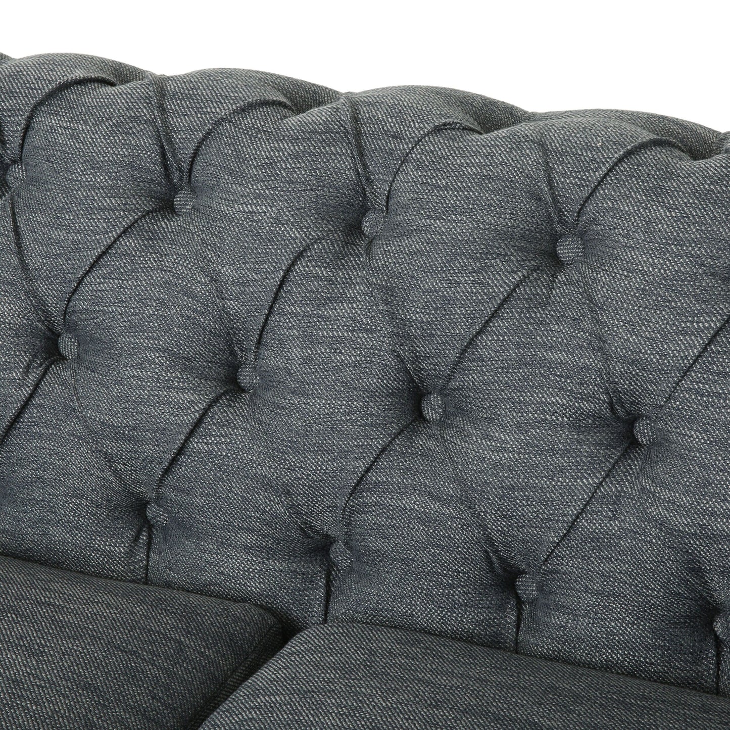 Grey 78.75'' Fabric 3-Seater Sofa with Wooden Legs, Rivet Detailing, and Adjustable Backrest