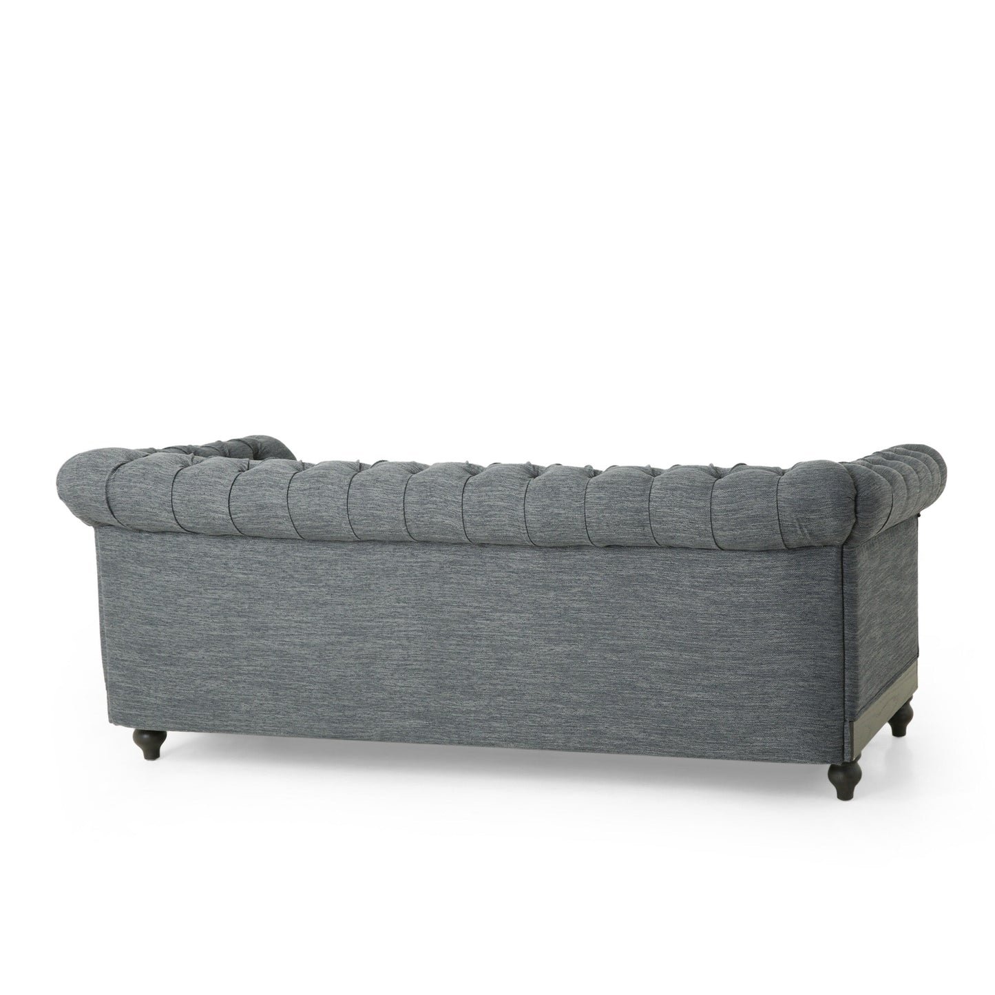Grey 78.75'' Fabric 3-Seater Sofa with Wooden Legs, Rivet Detailing, and Adjustable Backrest