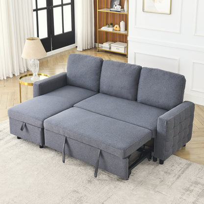 Grey 78.8 Linen L-Shaped Sectional Sofa with Reversible Chaise, Storage, and High-Density Foam