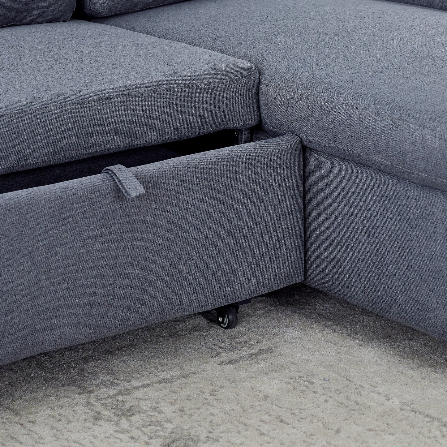 Grey 78.8 Linen L-Shaped Sectional Sofa with Reversible Chaise, Storage, and High-Density Foam