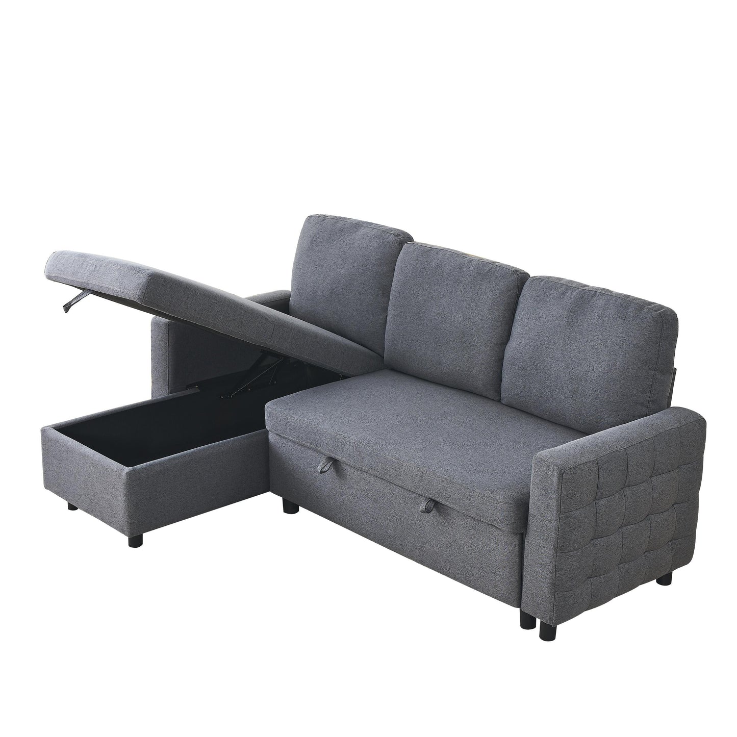 Grey 78.8 Linen L-Shaped Sectional Sofa with Reversible Chaise, Storage, and High-Density Foam