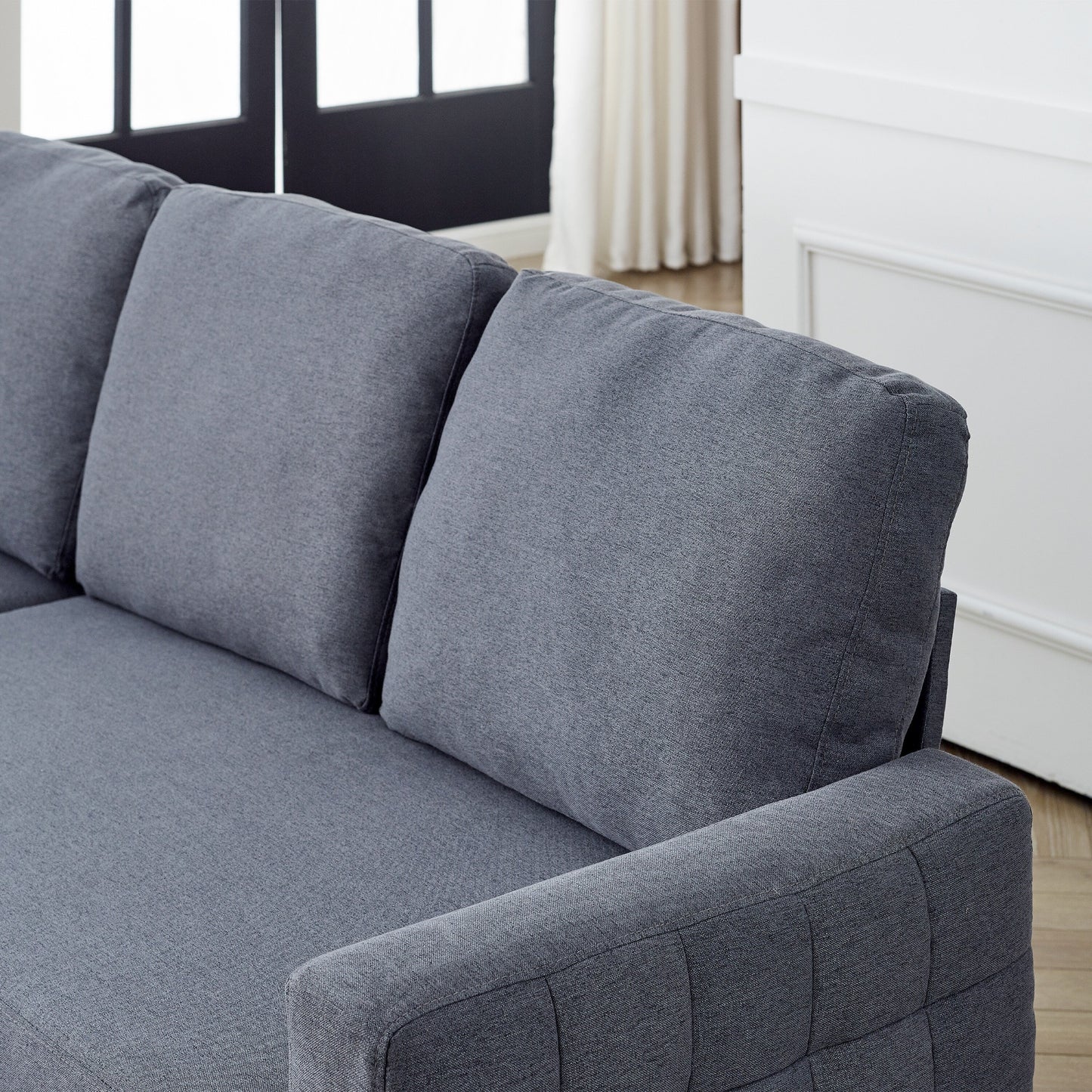 Grey 78.8 Linen L-Shaped Sectional Sofa with Reversible Chaise, Storage, and High-Density Foam