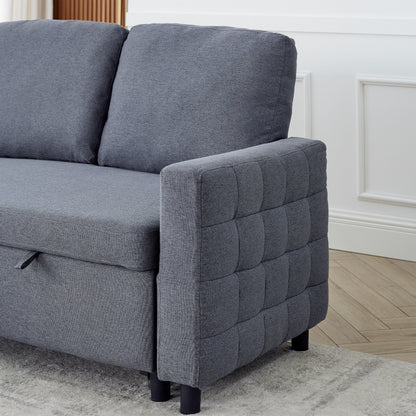Grey 78.8 Linen L-Shaped Sectional Sofa with Reversible Chaise, Storage, and High-Density Foam