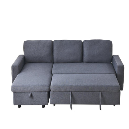 Grey 78.8 Linen L-Shaped Sectional Sofa with Reversible Chaise, Storage, and High-Density Foam