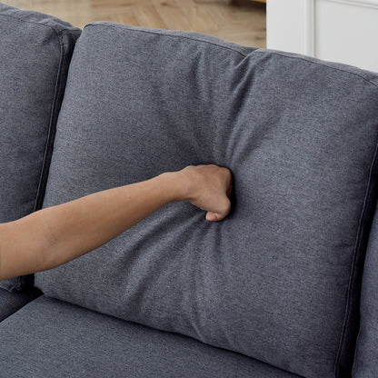 Grey 78.8'' L-Shaped Linen Sectional Sofa with Pull-Out Feature, Convertible Design, and Storage Chaise