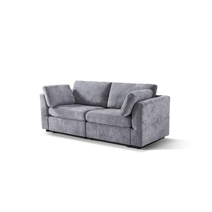 Grey 80.31 Chenille Loveseat Modular Sofa with Solid Wood Frame for Living Room