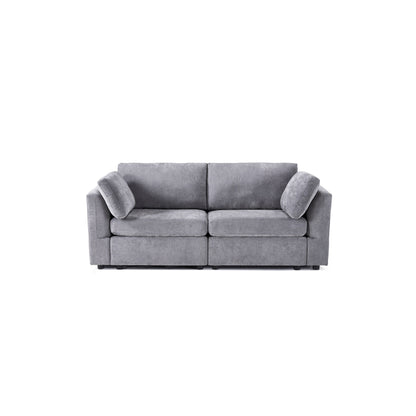 Grey 80.31 Chenille Loveseat Modular Sofa with Solid Wood Frame for Living Room