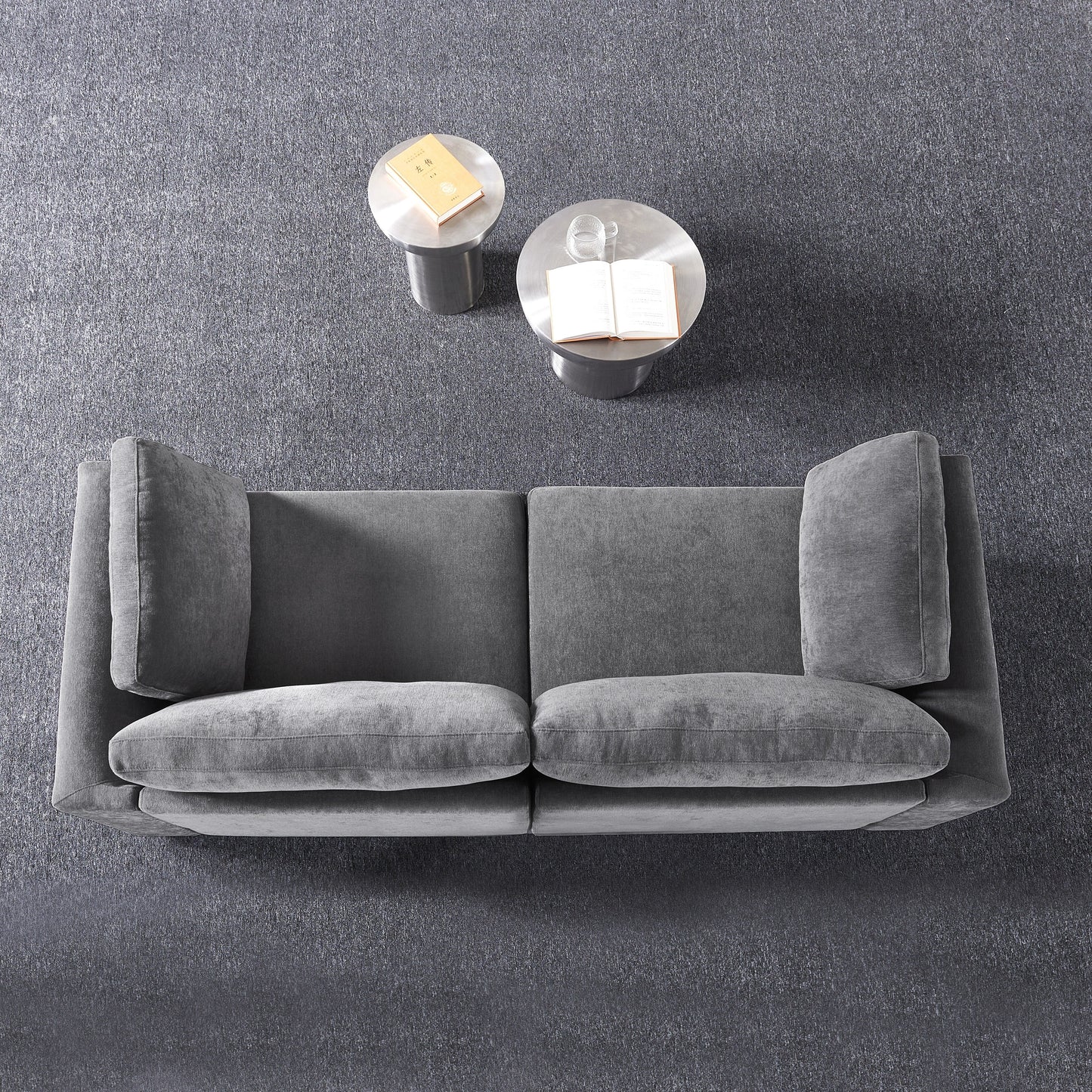Grey 80.31 Chenille Loveseat Modular Sofa with Solid Wood Frame for Living Room