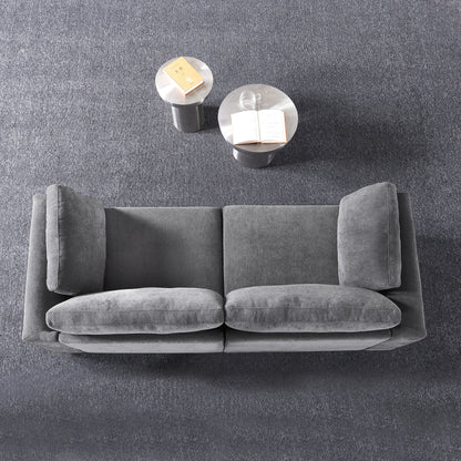 Grey 80.31 Chenille Loveseat Modular Sofa with Solid Wood Frame for Living Room