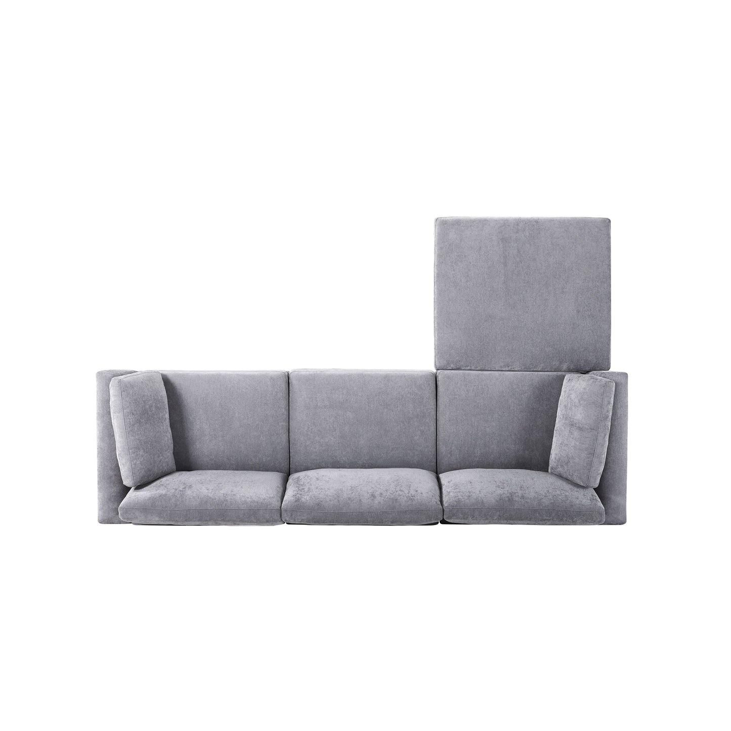 Grey 80.31 Chenille Loveseat Modular Sofa with Solid Wood Frame for Living Room