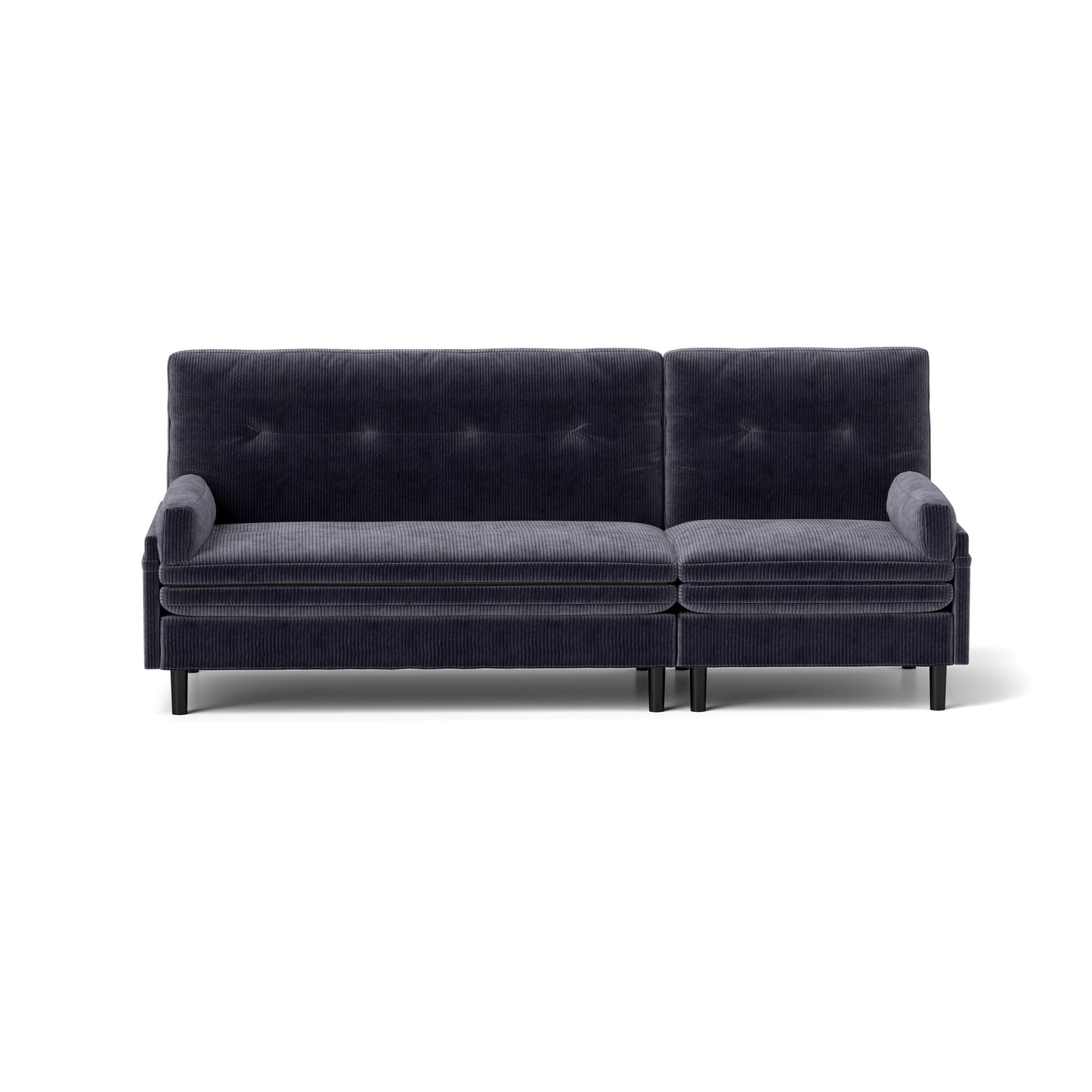 Grey 80.7 Multi-Functional Adjustable Corduroy 3-seater Sofa, Convertible L-Shaped Sofa and Guest Bed
