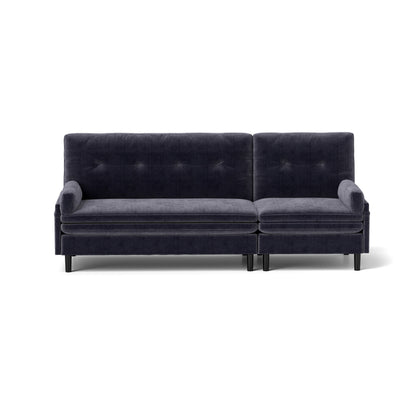 Grey 80.7 Multi-Functional Adjustable Corduroy 3-seater Sofa, Convertible L-Shaped Sofa and Guest Bed