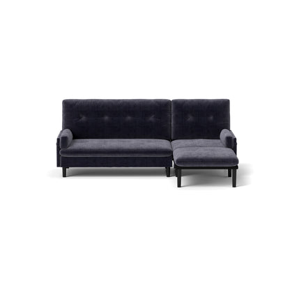 Grey 80.7 Multi-Functional Adjustable Corduroy 3-seater Sofa, Convertible L-Shaped Sofa and Guest Bed