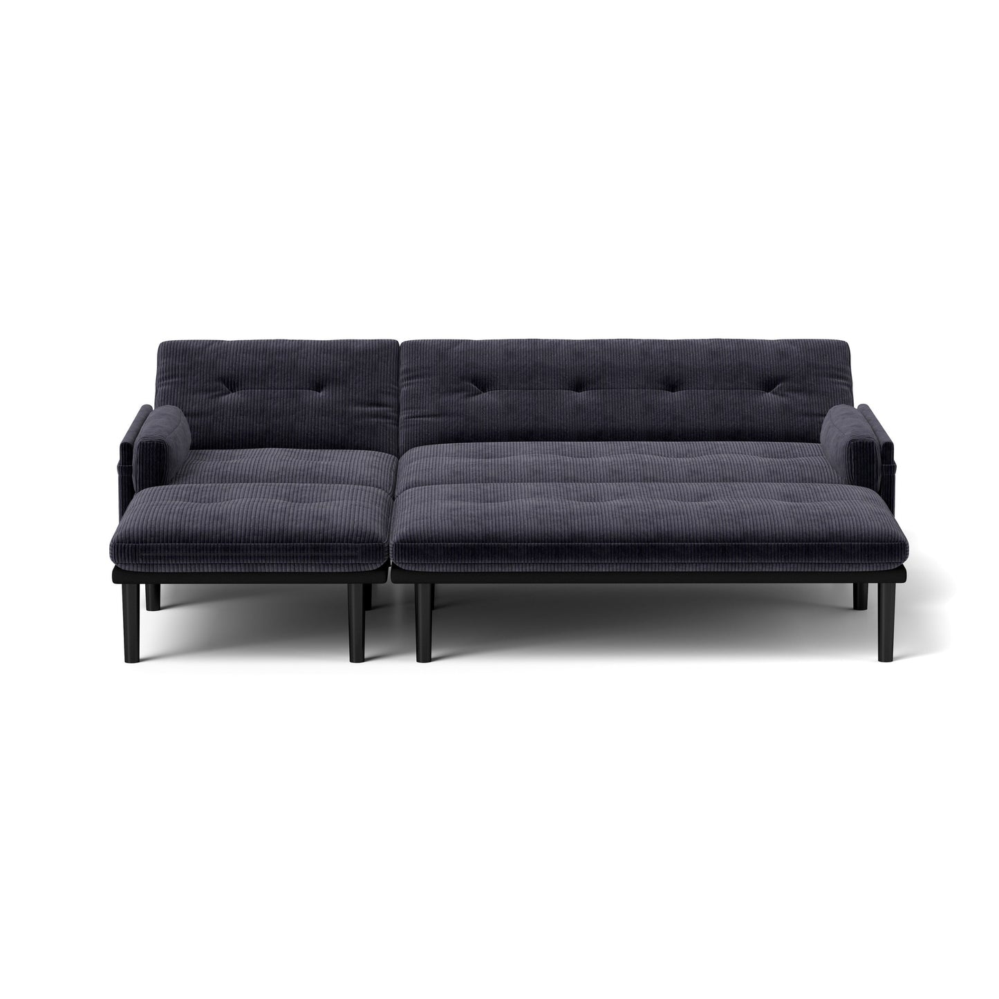 Grey 80.7 Multi-Functional Adjustable Corduroy 3-seater Sofa, Convertible L-Shaped Sofa and Guest Bed