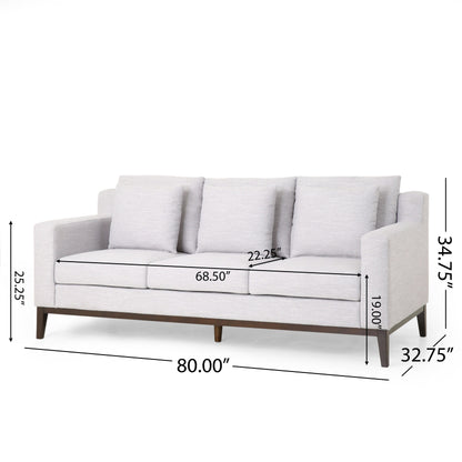 Grey 80'' Polyester 3-Seater Sofa with Solid Wood Trim, Cozy Upholstery, and Birch Legs - Perfect for Living Room