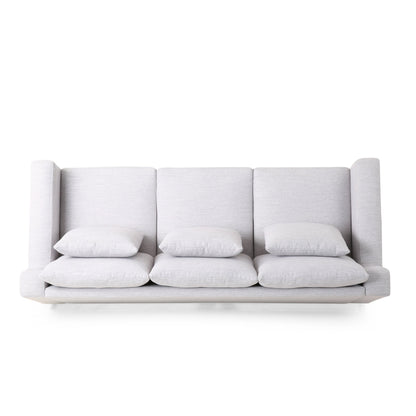 Grey 80'' Polyester Sofa with Pillows and Birch Legs