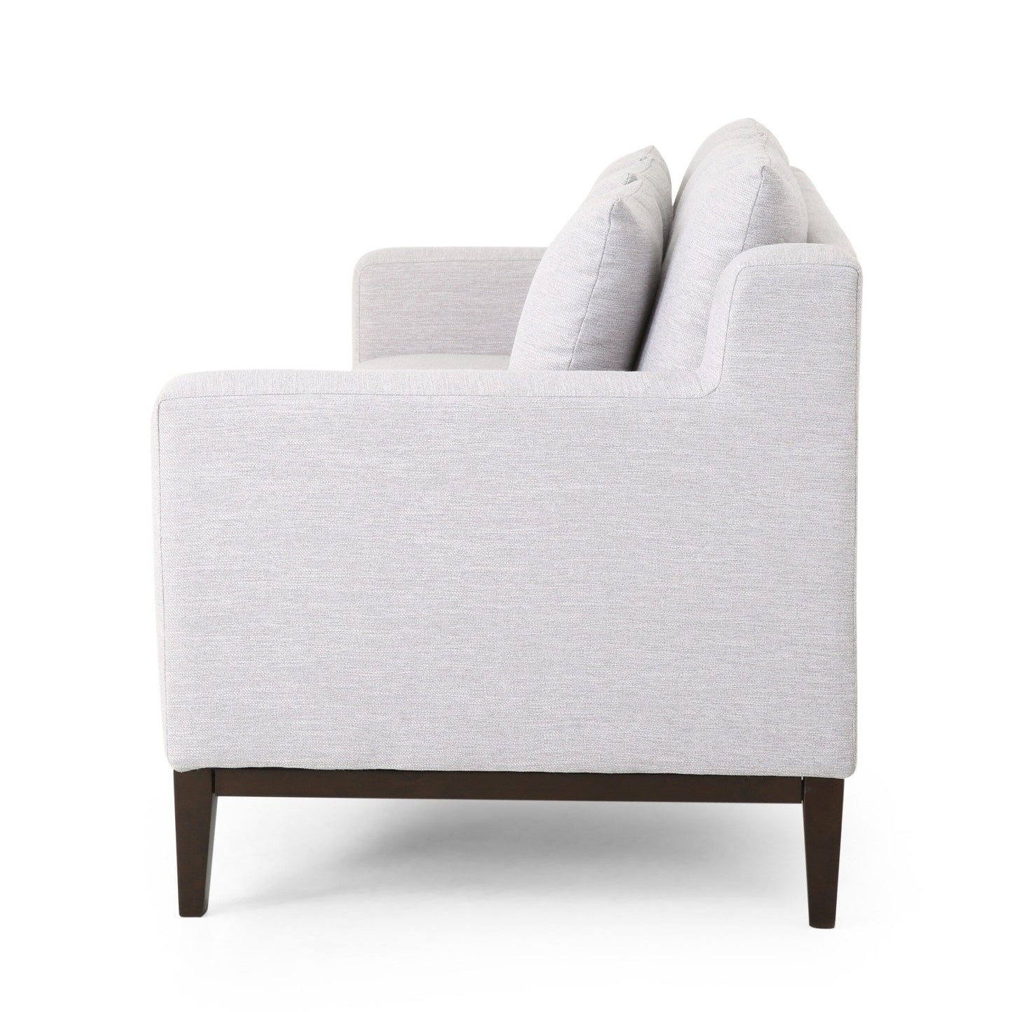 Grey 80'' Polyester Sofa with Pillows and Birch Legs