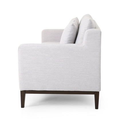 Grey 80'' Polyester Sofa with Pillows and Birch Legs
