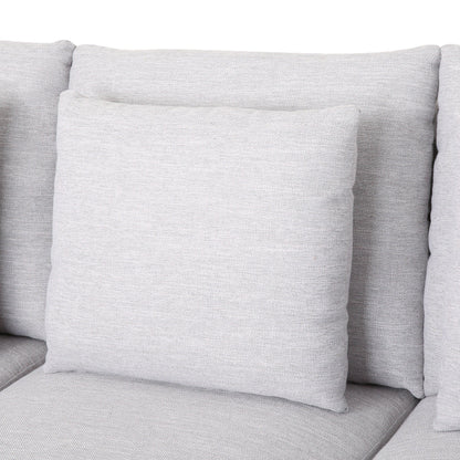 Grey 80'' Polyester Sofa with Pillows and Birch Legs