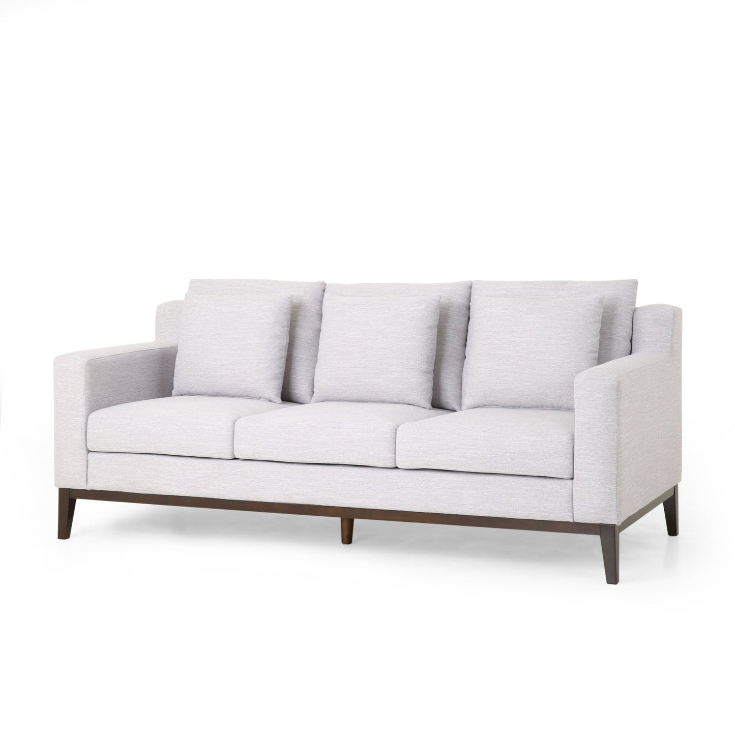 Grey 80'' Polyester Sofa with Pillows and Birch Legs