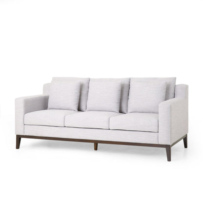Grey 80'' Polyester Sofa with Pillows and Birch Legs