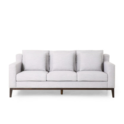 Grey 80'' Polyester Sofa with Pillows and Birch Legs