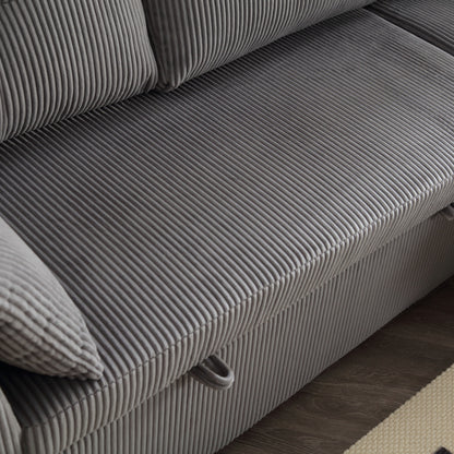 Grey 81.1'' Fabric L-Shaped Sofa with Reversible Chaise