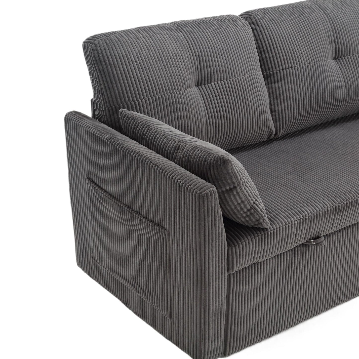 Grey 81.1'' Fabric L-Shaped Sofa with Reversible Chaise
