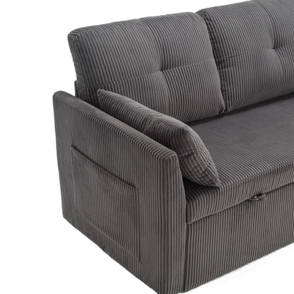 Grey 81.1'' Fabric L-Shaped Sofa with Reversible Chaise