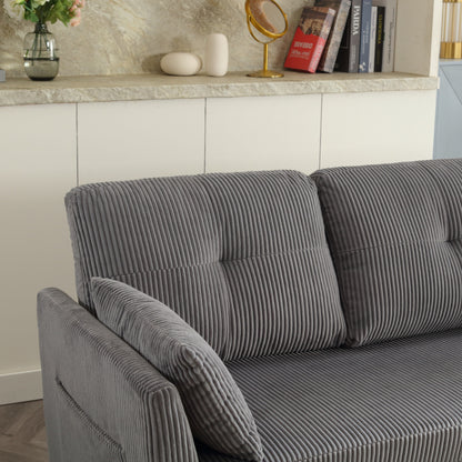 Grey 81.1'' Fabric L-Shaped Sofa with Reversible Chaise