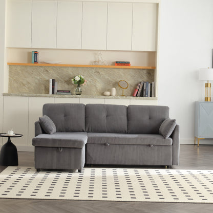 Grey 81.1'' Fabric L-Shaped Sofa with Reversible Chaise