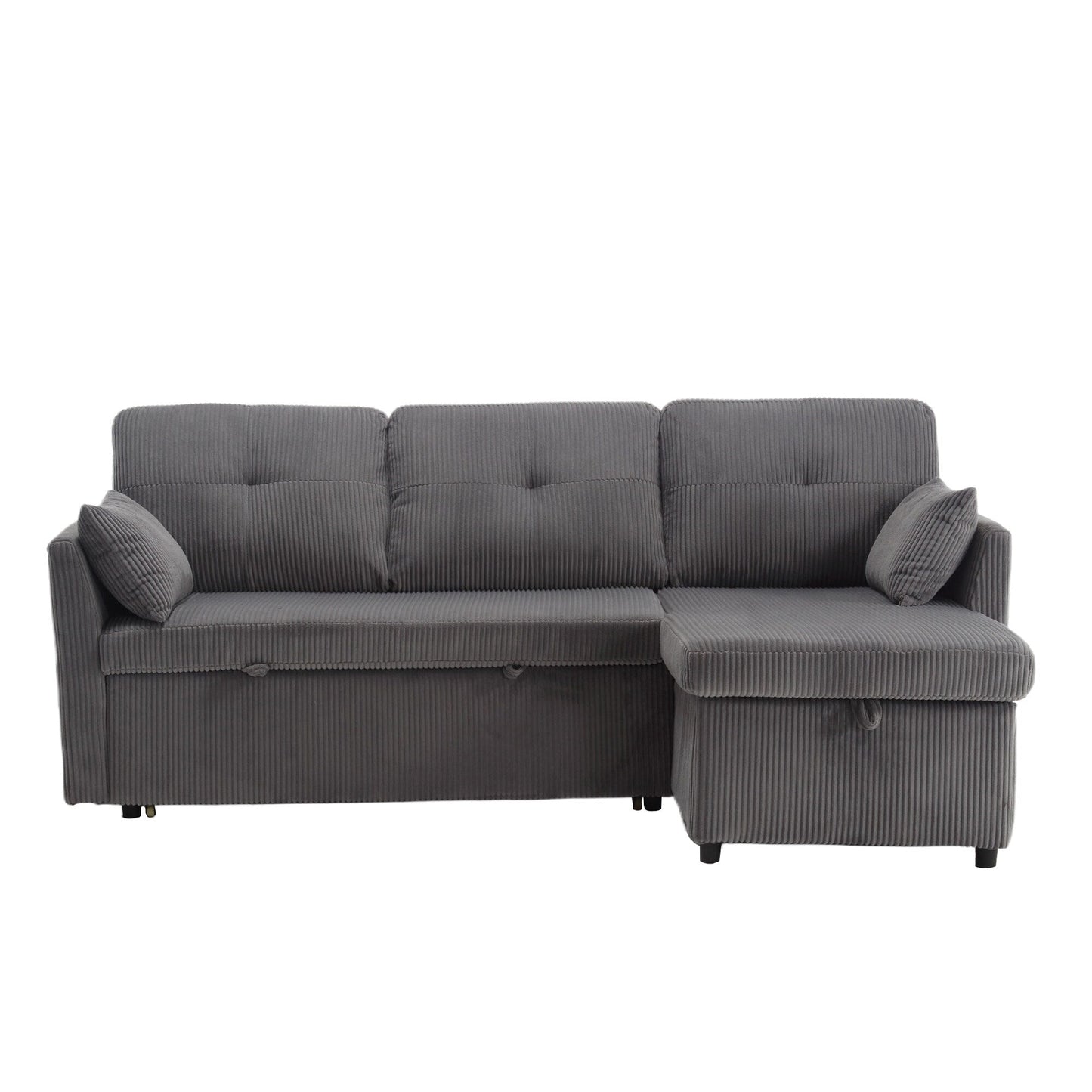 Grey 81.1'' Fabric L-Shaped Sofa with Reversible Chaise