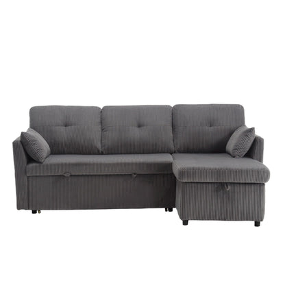 Grey 81.1'' Fabric L-Shaped Sofa with Reversible Chaise