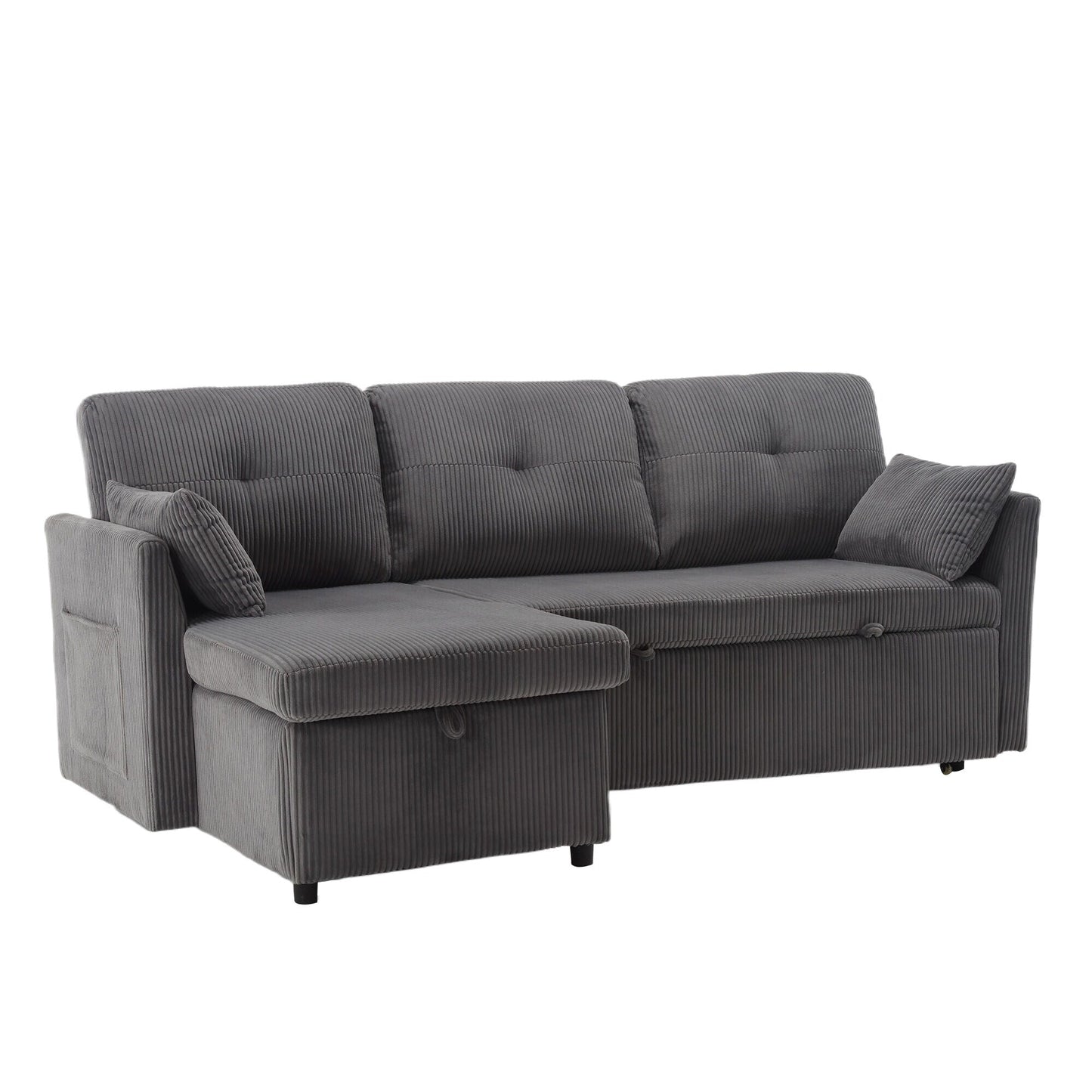 Grey 81.1'' Fabric L-Shaped Sofa with Reversible Chaise
