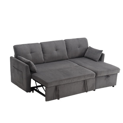Grey 81.1'' Fabric L-Shaped Sofa with Reversible Chaise