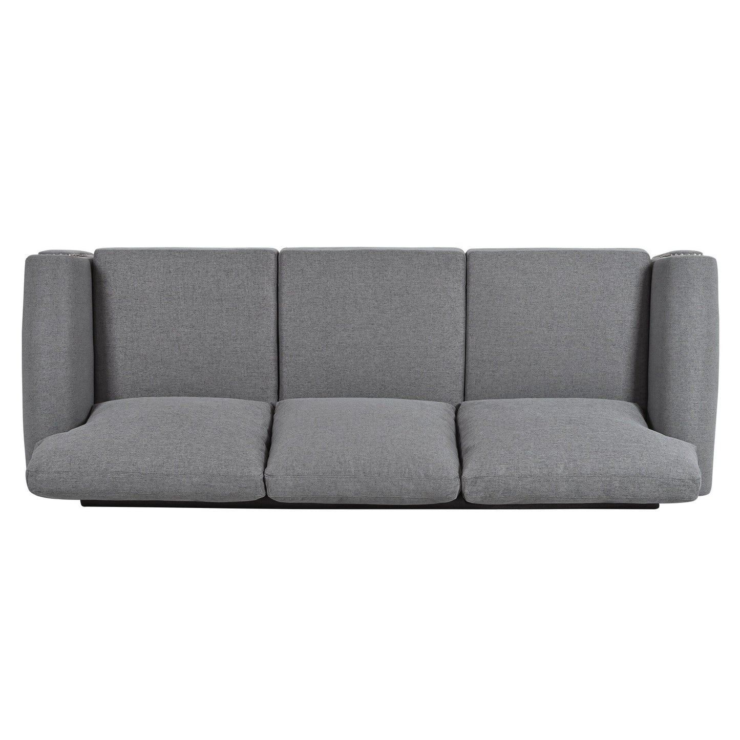 Grey 83.86 Upholstered 3-seater Sofa with Nailheads and Birch Feet for Living Room
