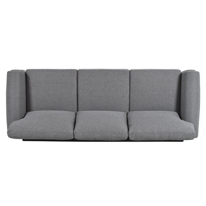 Grey 83.86 Upholstered 3-seater Sofa with Nailheads and Birch Feet for Living Room