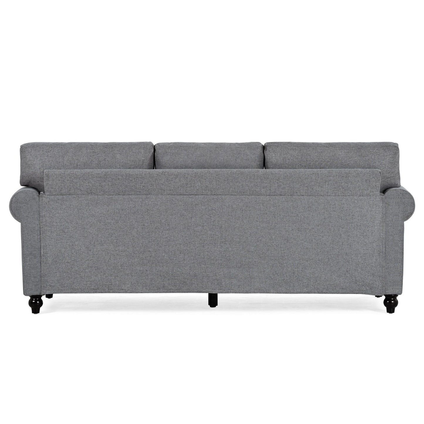 Grey 83.86 Upholstered 3-seater Sofa with Nailheads and Birch Feet for Living Room