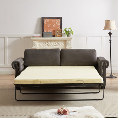 Grey 83.8'' Polyester Convertible Sofa Bed, 3-Seater with Pull-Out Mattress, High-Density Foam, and Sturdy Frame