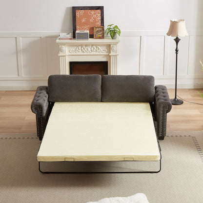 Grey 83.8'' Polyester Convertible Sofa Bed, 3-Seater with Pull-Out Mattress, High-Density Foam, and Sturdy Frame