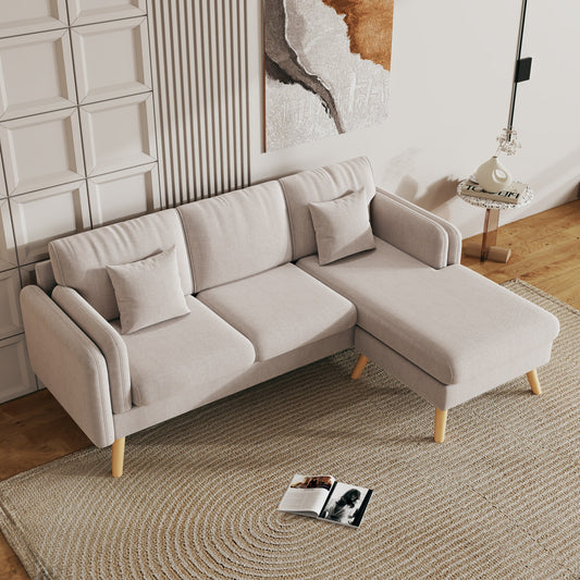 Grey 84.6'' L-Shaped Linen 3-Seater Sofa with Reversible Chaise