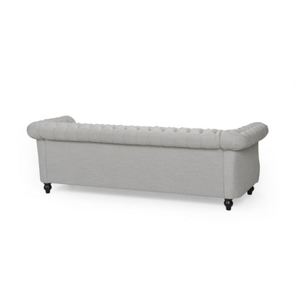 Grey 84.75 Chesterfield Button Tufted 3-Seater Sofa with Nailheads and Legs