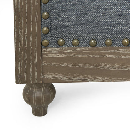 Grey 85.5'' Polyester Sofa with Tufted Backrest and Wooden Legs