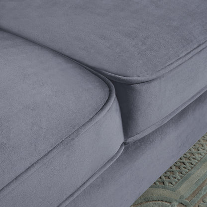 Grey 86.61 Velvet 3-seater Sofa with Pillows and Gold Finish Metal Leg for Living Room